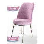 Canisa Concept Dexa Serisi Pembe Renk 4 Adet Sandalye, Renk Pembe, Ayaklar Krom