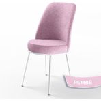 Canisa Concept Dexa Serisi Üst Kalite Mutfak Sandalyesi Metal Beyaz Iskeletli 1 Adet Sandalye - Pembe