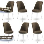 Canisa Concept Dexa Serisi Üst Kalite Mutfak Sandalyesi Metal Beyaz Iskeletli 6 Adet Sandalye - Cappuccino