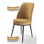 Canisa Concept Dexa Serisi, Üst Kalite Mutfak Sandalyesi, Metal Kahverengi Iskeletli, 6 Cappucino Sandalye