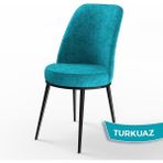 Canisa Concept Dexa Serisi Üst Kalite Mutfak Sandalyesi Metal Siyah Iskeletli 1 Adet Sandalye - Turkuaz