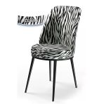 Canisa Concept Dexa Serisi Üst Kalite Yemek Odası Sandalyesi Metal Siyah İskeletli 1 Adet Zebra Desen