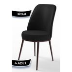 Canisa Concept Dexa Serisi Yemek ve Mutfak Sandalyesi, 4 Adet, Siyah, Ceviz Ayaklar