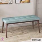 Canisa Concept Elf Serisi 80X132 Açılabilir Barok Ahşap Desen Mutfak Masa Takımı 4 Sandalye 1 Bench Gold Halkalı - Su Yeşili