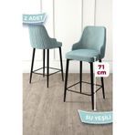 Canisa Concept Enox Serisi 2 Adet Su Yeşili Sandalye Mutfak Bar Sandalyesi, Babyface Kumaş, Siyah Metal Ayak ,