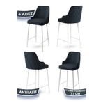 Canisa Concept Enox Serisi, 4 Adet Antrasit Sandalye Mutfak Bar Sandalyesi, Babyface Kumaş, Beyaz Metal Ayak