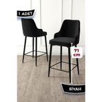 Canisa Concept Enox Serisi,1 Adet Siyah Sandalye Yemek Odası Bar Sandalyesi, Babyface Kumaş, Siyah Metal Ayak ,