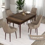 Canisa Concept Eta Serisi 80 x 132 cm Mdf Açılabilir Masa Takımı Barok Ahşap Desen Masa 4 Sandalye - 80x132 - Cappucino