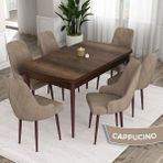 Canisa Concept Eta Serisi 80 x 132 cm Mdf Açılabilir Masa Takımı Barok Ahşap Desen Masa 6 Sandalye - 80x132 - Cappucino