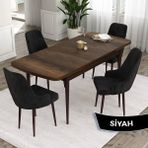 Canisa Concept Eta Serisi, 80X132 Mdf Açılabilir Yemek Odası Masa Takımı, Barok Ahşap Desen Masa 4 Sandalye - Antrasit