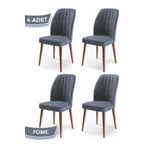 Canisa Concept Etra Gürgen Ahşap Ayak 4 Adet Ceviz Ayak Füme Sandalye