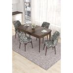 Canisa Concept Eva Serisi, 80 x 132 cm Açılabilir Mdf Mutfak Masa Takımı, Barok Ahşap Desen Masa ve 4 Sandalye - Beyaz - Siyah