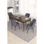 Canisa Concept Eva Serisi, 80 x 132 cm Açılabilir Mdf Mutfak Masa Takımı, Barok Ahşap Desen Masa ve 4 Sandalye - Füme