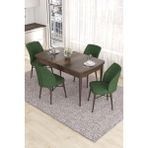 Canisa Concept Eva Serisi, 80 x 132 cm Açılabilir Mdf Mutfak Masa Takımı, Barok Ahşap Desen Masa ve 4 Sandalye - Haki Yeşili