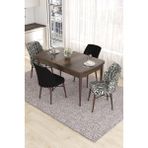 Canisa Concept Eva Serisi, 80 x 132 cm Açılabilir Mdf Mutfak Masa Takımı, Barok Ahşap Desen Masa ve 4 Sandalye - Renkli