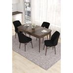 Canisa Concept Eva Serisi, 80 x 132 cm Açılabilir Mdf Mutfak Masa Takımı, Barok Ahşap Desen Masa ve 4 Sandalye - Siyah