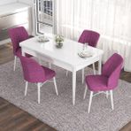 Canisa Concept Eva Serisi 80 x 132 cm Açılabilir Mdf Mutfak Masa Takımı Beyaz Masa ve 4 Sandalye - Mor