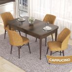 Canisa Concept Eva Serisi 80X132 Açılabilir Mdf Barok Ahşap Desen Mutfak Masa Takımı ve 4 Sandalye - Cappucino