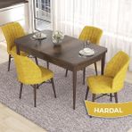 Canisa Concept Eva Serisi 80X132 Açılabilir Mdf Barok Ahşap Desen Mutfak Masa Takımı ve 4 Sandalye - Hardal
