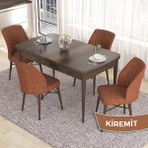 Canisa Concept Eva Serisi 80X132 Açılabilir Mdf Barok Ahşap Desen Mutfak Masa Takımı ve 4 Sandalye - Kiremit