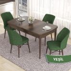 Canisa Concept Eva Serisi 80X132 Açılabilir Mdf Barok Ahşap Desen Mutfak Masa Takımı ve 4 Sandalye - Yeşil