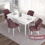 Canisa Concept Eva Serisi 80X132 Açılabilir Mdf Beyaz Mutfak Masa Takımı ve 4 Sandalye - Renkli