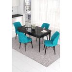 Canisa Concept Eva Serisi, 80X132 Açılabilir Mdf Mutfak Masa Takımı, Siyah Mermer Desen Masa , 4 Sandalye - 80 x 132 cm - Renkli