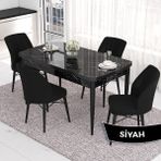 Canisa Concept Eva Serisi 80X132 Açılabilir Mdf Siyah Mermer Desen Masa Mutfak Masa Takımı ve 4 Sandalye