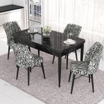 Canisa Concept Eva Serisi Mutfak Masa Takımı, Açılabilir 80X132 Mdf Siyah Mermer Desen Masa ve 4 Sandalye - 80 x 132 cm - Beyaz - Siyah