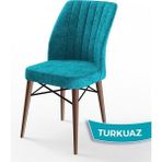 Canisa Concept Flex Serisi Üst Kalite Gürgen Ceviz Ahşap Ayak Turkuaz Mutfak Sandalyesi