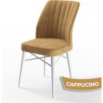 Canisa Concept Flex Serisi, Üst Kalite Mutfak Sandalyesi Gürgen Beyaz Ahşap Ayak 1 Adet Sandalye - Cappuccino