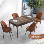 Canisa Concept Han Serisi 70X114 Açılabilir Mdf Barok Ahşap Desen Mutfak Masası Takımı 4 Sandalye - Kiremit