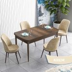 Canisa Concept Han Serisi 70X114 Açılabilir Mdf Barok Ahşap Desen Mutfak Masası Takımı 4 Sandalye - Krem