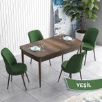 Canisa Concept Han Serisi 70X114 Açılabilir Mdf Barok Ahşap Desen Mutfak Masası Takımı 4 Sandalye - Yeşil