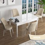 Canisa Concept Han Serisi 70X114 Açılabilir Mdf Beyaz Ahşap Desen Mutfak Masası Takımı 4 Sandalye - Krem
