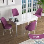 Canisa Concept Han Serisi 70X114 Açılabilir Mdf Beyaz Ahşap Desen Mutfak Masası Takımı 4 Sandalye - Mor