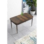 Canisa Concept Han Serisi 70X114, Açılabilir Mdf Mutfak Masa Takımı, Barok Ahşap Desen Masa ve 4 Sandalye - Gülkurusu