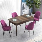 Canisa Concept Han Serisi 70X114, Açılabilir Mdf Mutfak Masa Takımı, Barok Ahşap Desen Masa ve 4 Sandalye - Mor