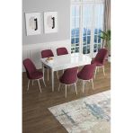 Canisa Concept Han Serisi 70X114, Açılabilir Mdf Mutfak Masa Takımı, Beyaz Masa ve 4 Sandalye - Siyah