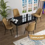 Canisa Concept Han Serisi 70X114 Açılabilir Mdf Siyah Mermer Desen Mutfak Masası Takımı 4 Sandalye - Cappucino