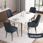 Canisa Concept Iza Serisi 80 x 132 cm Açılabilir Mdf Beyaz Masa Ceviz Ayak Mutfak Masa Takımı 4 Sandalye - 80x132 - Antrasit