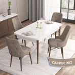 Canisa Concept Iza Serisi 80 x 132 cm Açılabilir Mdf Beyaz Masa Ceviz Ayak Mutfak Masa Takımı 4 Sandalye - 80x132 - Cappuccino