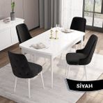 Canisa Concept Iza Serisi, 80 X 132 cm Açılabilir Mdf Masa, Beyaz Mutfak Masa Takımı, 4 Sandalye - 80 x132 cm - Siyah