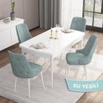 Canisa Concept Iza Serisi, 80 X 132 cm Açılabilir Mdf Masa, Beyaz Mutfak Masa Takımı, 4 Sandalye - 80 x132 cm - Su Yeşili