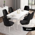 Canisa Concept Iza Serisi, 80 X 132 cm Açılabilir Mdf Masa, Beyaz Mutfak Masa Takımı, 6 Sandalye - 80 x132 cm - Siyah