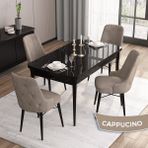 Canisa Concept Iza Serisi 80 x 132 cm Mdf Açılabilir Siyah Mermer Desen Mutfak Masa Takımı 4 Sandalye - 80x132 - Cappucino