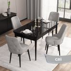 Canisa Concept Iza Serisi,80 X 132 cm Mdf Açılabilir Siyah Mermer Desen Mutfak Masa Takımı, 4 Sandalye - 80 x132 cm - Gri