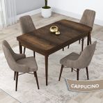 Canisa Concept Kar Serisi 80 x 132 cm Açılabilir Mdf Mutfak Masa Takımı Barok Ahşap Desen Masa 4 Sandalye - 80x132 - Cappuccino