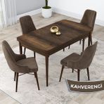 Canisa Concept Kar Serisi 80 x 132 cm Açılabilir Mdf Mutfak Masa Takımı Barok Ahşap Desen Masa 4 Sandalye - Kahverengi