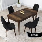Canisa Concept Kar Serisi 80 x 132 cm Açılabilir Mdf Mutfak Masa Takımı Barok Ahşap Desen Masa 4 Sandalye - Siyah